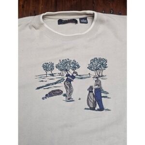 C&B‎ Sport by Croft & Barrow Mens XL Crewneck Golf Scene Sweatshirt Beige